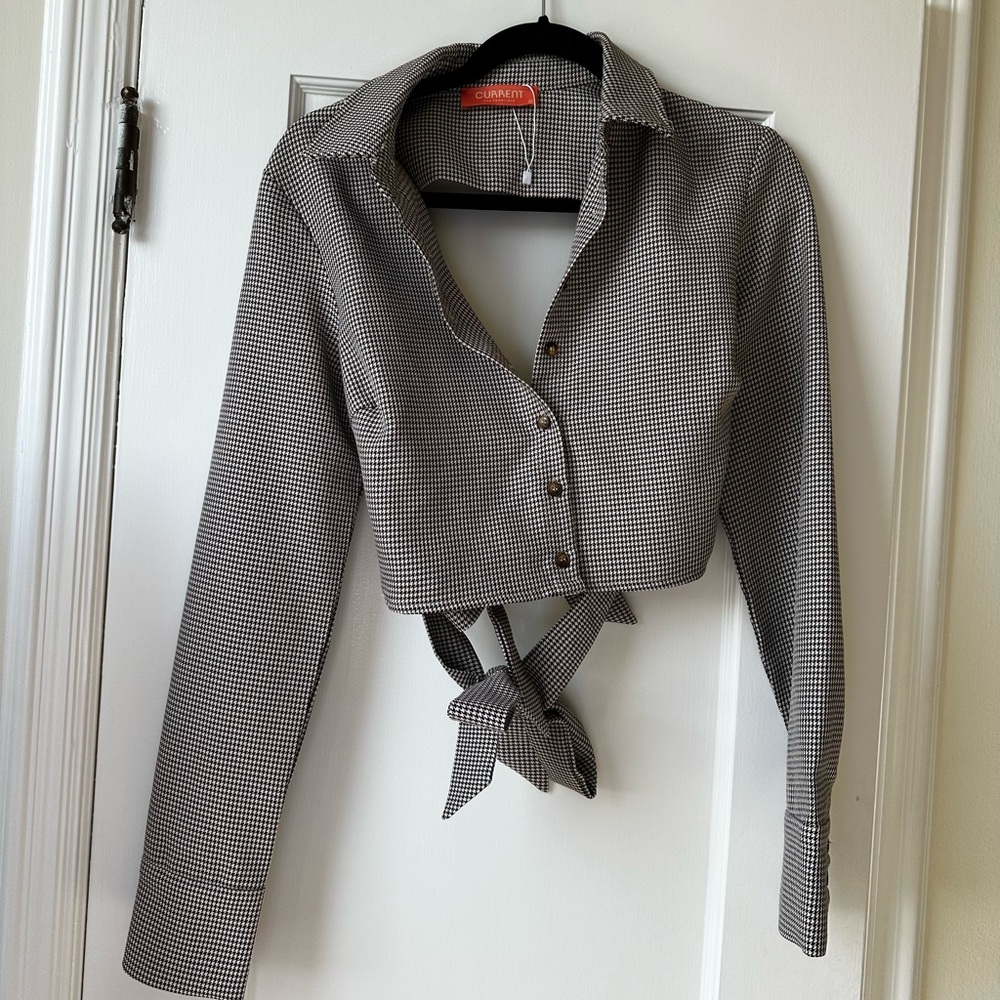 Cropped button front blouse